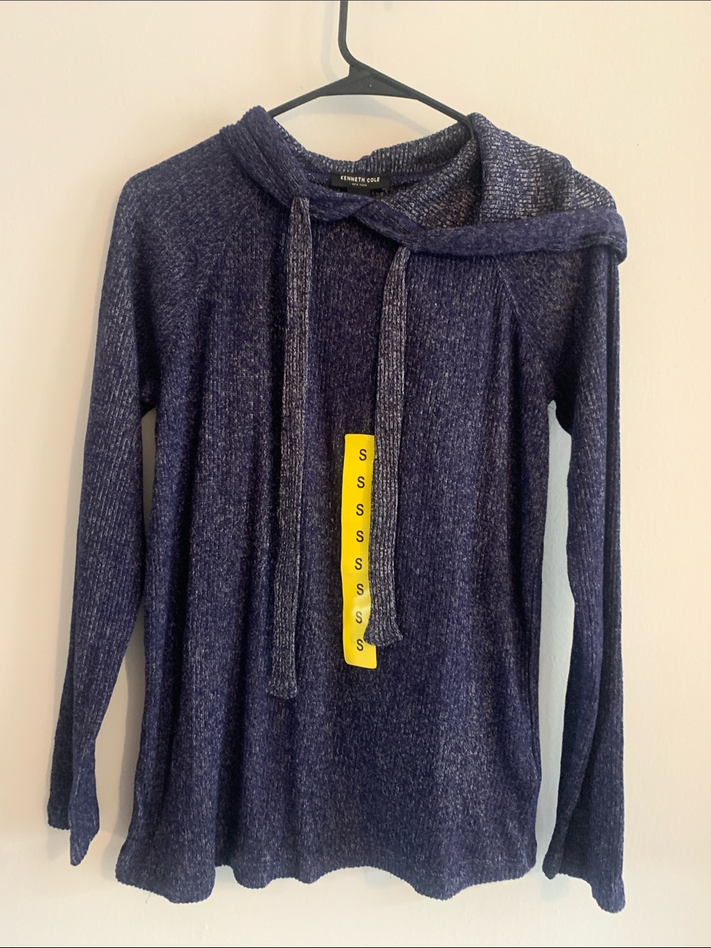 KENNETH COLE Navy Marled Hoodie Sweater